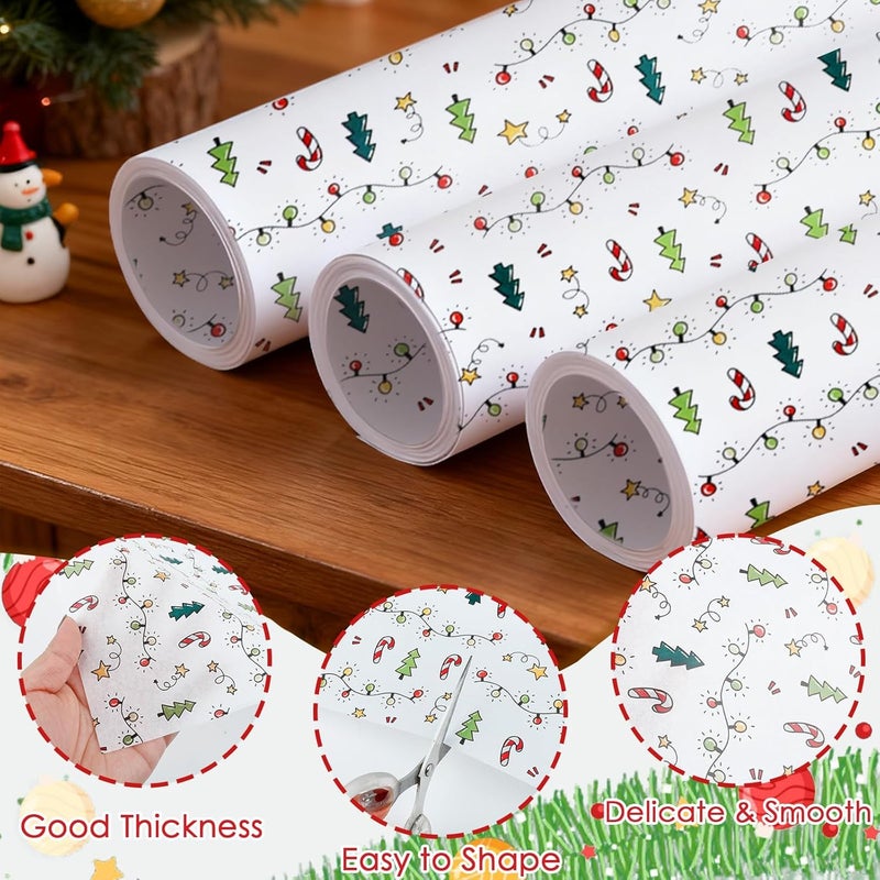 Ethanberg 120 Sheets Christmas Gift Wrapping Tissue Paper Bulk, Xmas Trees Lights Stars Candy Tissue Paper for Gift Bags, Decorative Art Papers for Winter Holiday New Year Christmas Party Decor, 20x14 Inches - Image 4